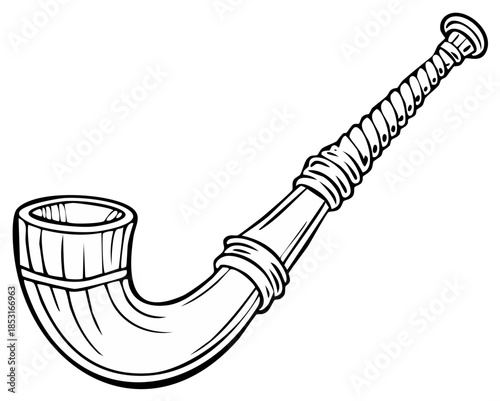 Cartoon line art illustration of a shofar