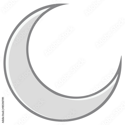 Crescent Moon Icon Illustration, Lunar Phase Design, Night Sky, Celestial Symbol, Light, Cartoon Style, Shape