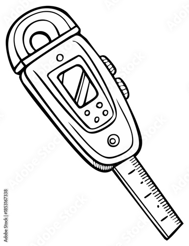 Isolated black and white digital fat caliper for measuring body mass index