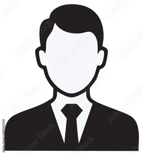 Stylized Male Avatar Icon in Formal Suit with Tie Symbolic of Professionalism