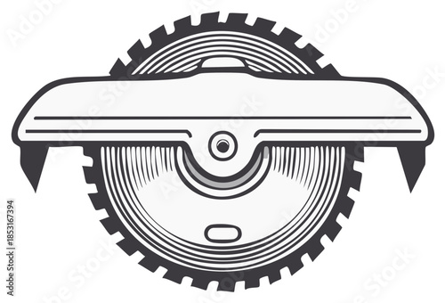 Vector Illustration of a Circular Saw Blade with Guard and Woodworking Style