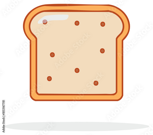 Slice of bread with grains, toast illustration for breakfast food flat vector