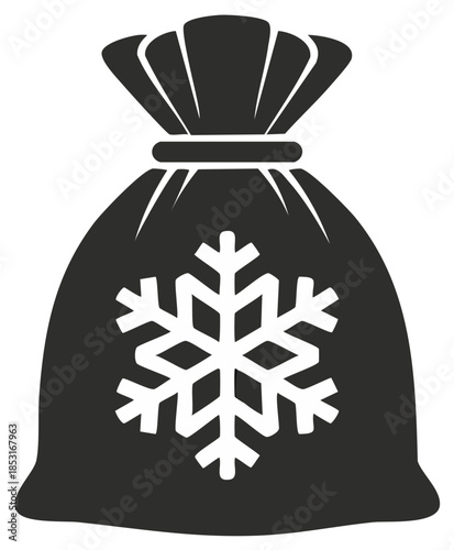 Christmas gift bag illustration with snowflake symbol design