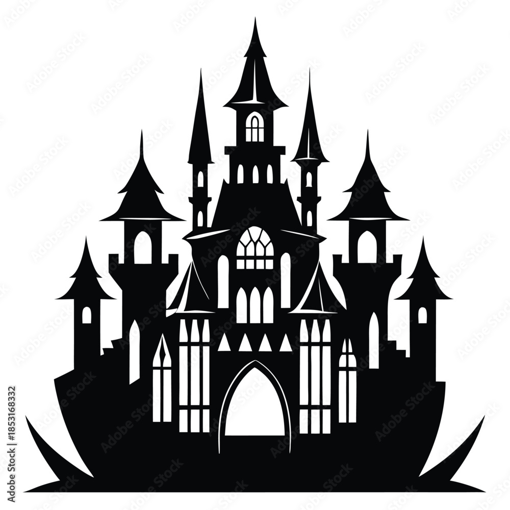 Fototapeta premium gothic castle icon line art silhouette vector illustration