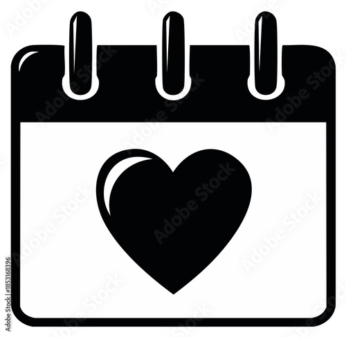 Heart shape on a calendar page symbol for love and important dates
