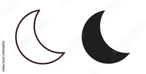 Moon icons. thin line and glyph vector icons pack on white background