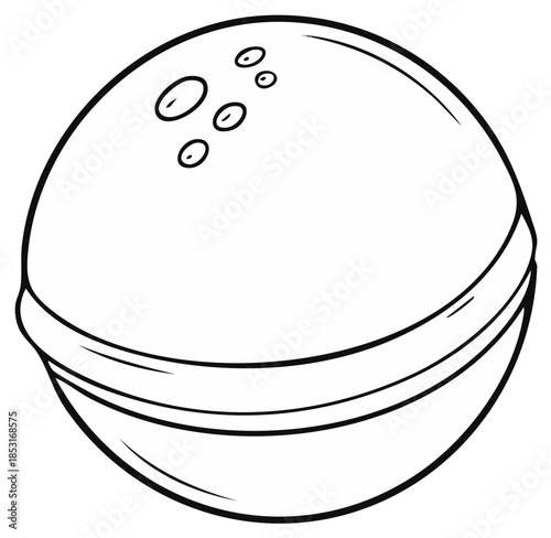 Outline drawing of a bowling ball with finger holes sports game equipment illustration