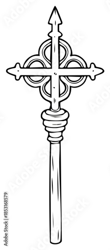 Illustration of a stylized Christian processional cross