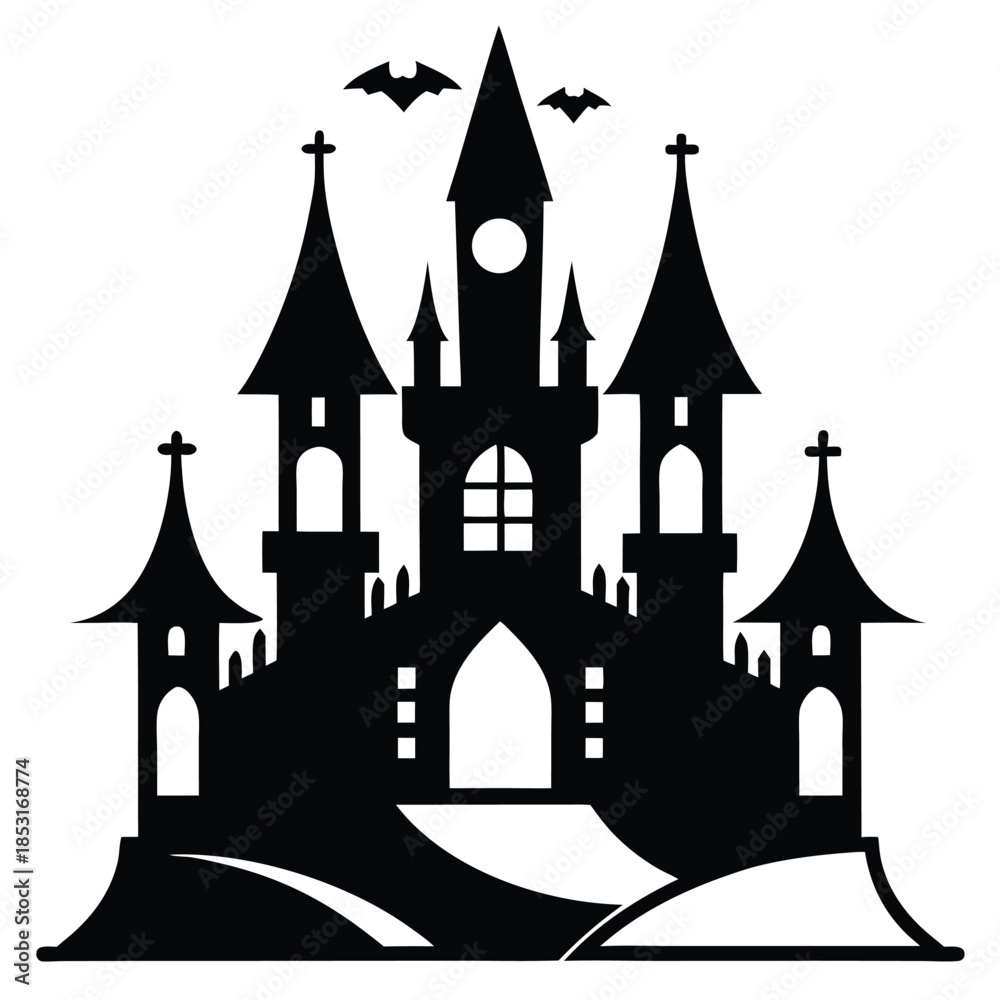Fototapeta premium gothic castle icon line art silhouette vector illustration