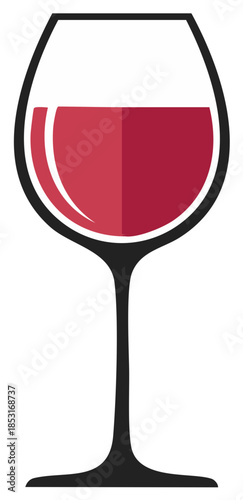 Simple vector illustration of a glass of red wine, icon for bar or restaurant menu