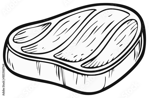 Hand Drawn Uncooked Steak Cut with Marbling