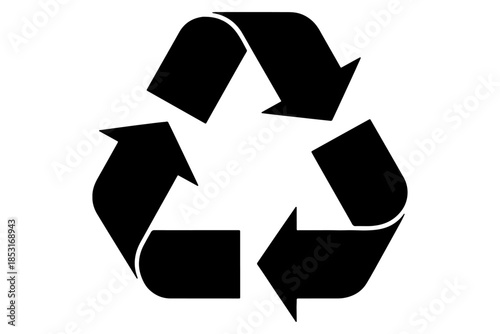 recycle symbol icon,
Minimalist Recycling Symbol – Bold Black Three-Arrows Mobius Loop Graphic