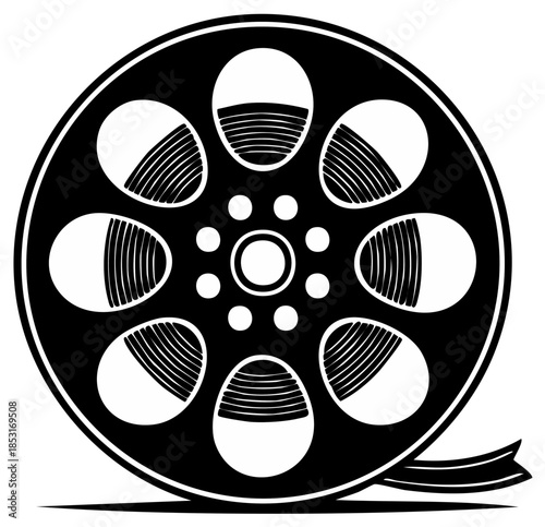 Movie Film Reel Icon: Film Industry, Entertainment, Vintage Cinema, Media Production, Retro Graphic