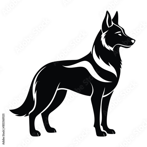 german shepherd line art silhouette vector illustration