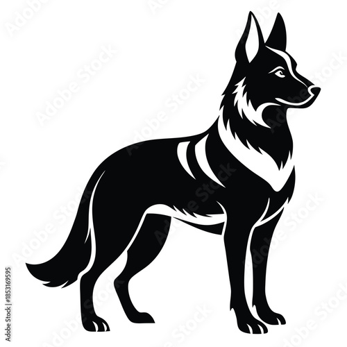 german shepherd line art silhouette vector illustration