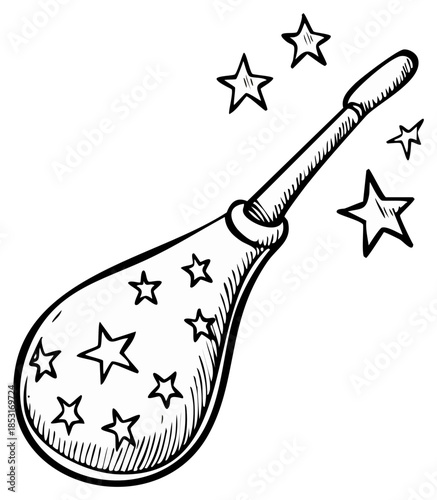 Doodle Style Magic Wand with Stars Sparkling for Fantasy, Illustration, and Wizards