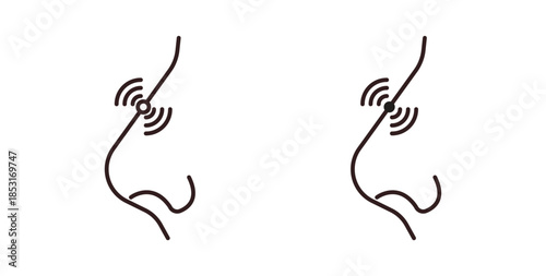 Nose pain icons. thin line and glyph vector icons pack on white background