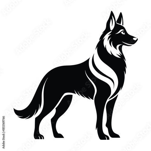 german shepherd line art silhouette vector illustration