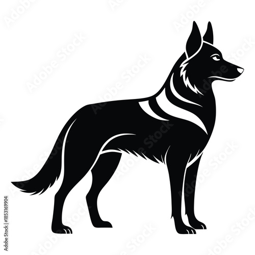 german shepherd line art silhouette vector illustration