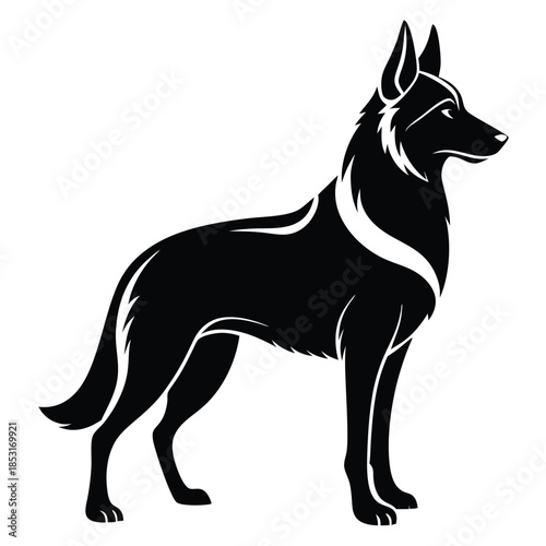 german shepherd line art silhouette vector illustration