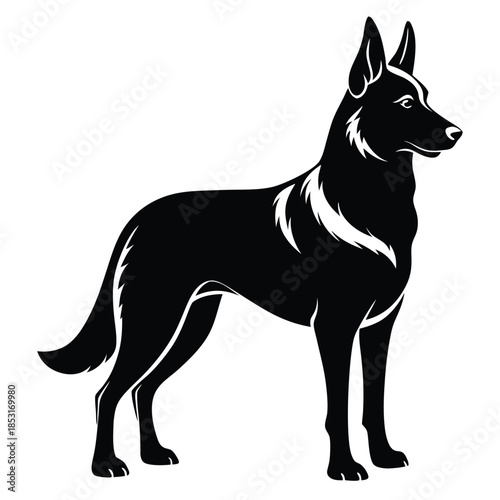 german shepherd line art silhouette vector illustration