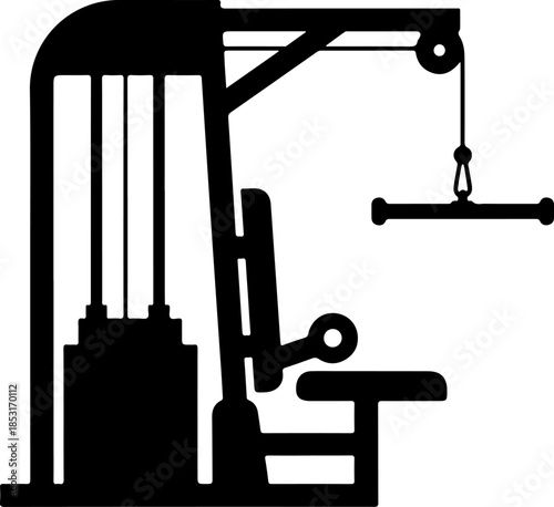 Gym Workout Silhouette – Leg Press Exercise Icon Vector Illustration