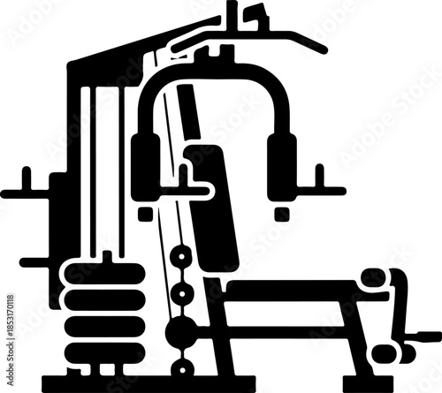 Gym Workout Silhouette – Leg Press Exercise Icon Vector Illustration