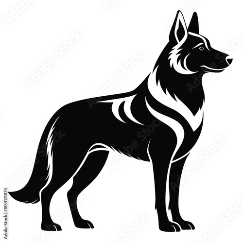 german shepherd line art silhouette vector illustration