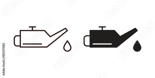 Oil can icons. thin line and glyph vector icons pack on white background