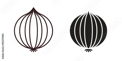 Onion icons. thin line and glyph vector icons pack on white background