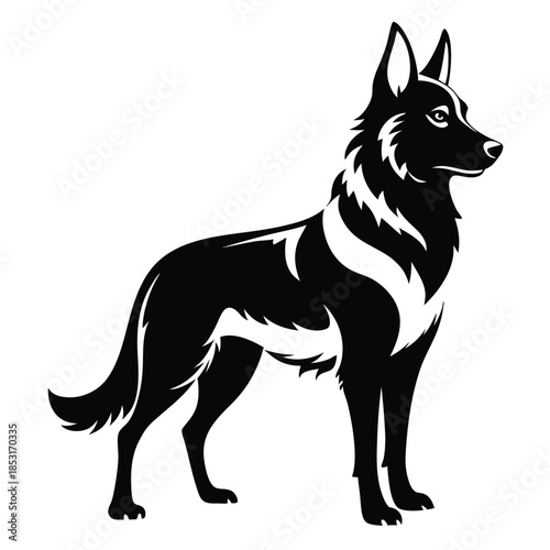 german shepherd line art silhouette vector illustration