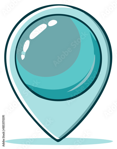 Glossy teal blue location map pin icon for navigation pinpointing or travel destination marker
