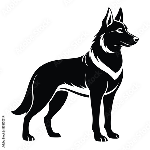 german shepherd line art silhouette vector illustration
