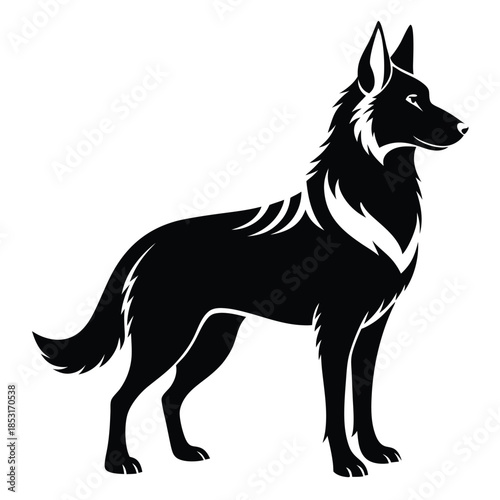 german shepherd line art silhouette vector illustration