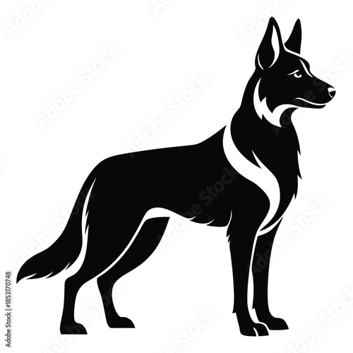 german shepherd line art silhouette vector illustration