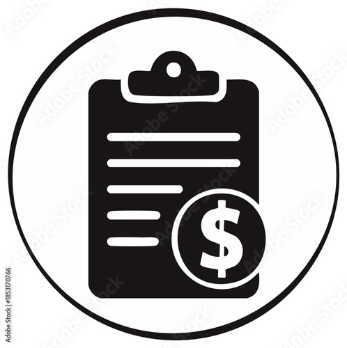 Clipboard with dollar sign icon symbolizing financial information and transaction