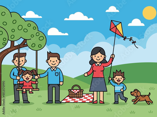 Family Fun Picnic with Kite Flying & Playground Joy in Nature