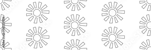 Seamless pattern with minimal geometric suns. Modern doodle vector background for summer design. Vector illustration on an isolated background.