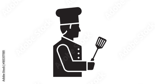 Chef icon holding spatula silhouette