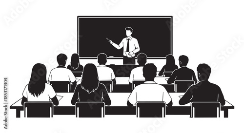 Teacher lecturing to students in a classroom setting