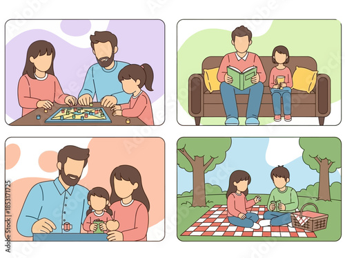 Family Togetherness Cherished Moments in Play, Reading, and Outdoor Picnics