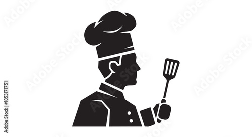 Chef silhouette holding spatula icon