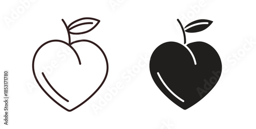 Peach icons. thin line and glyph vector icons pack on white background