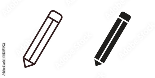 Pencil icons. thin line and glyph vector icons pack on white background