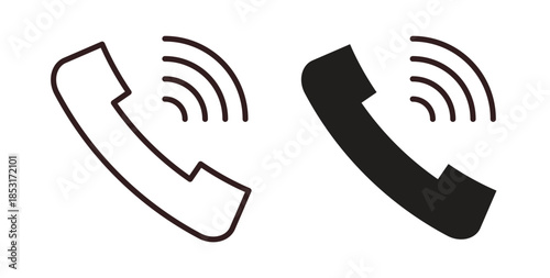 Phone call icons. thin line and glyph vector icons pack on white background
