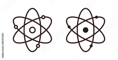 Physics icons. thin line and glyph vector icons pack on white background