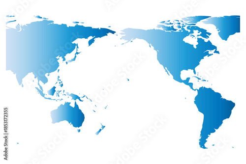 blue world map,
World Map Centered on Japan – Green Design