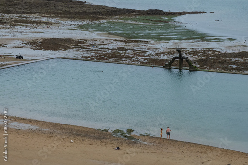 Natural pool with sea water in Saint-Malo during low tide, Bretagne France
