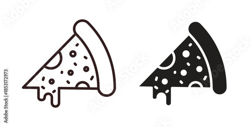 Pizza slice icons. thin line and glyph vector icons pack on white background