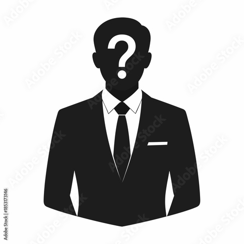 Silhouette of a person with a question mark on their face, symbolizing anonymity or unknown identity